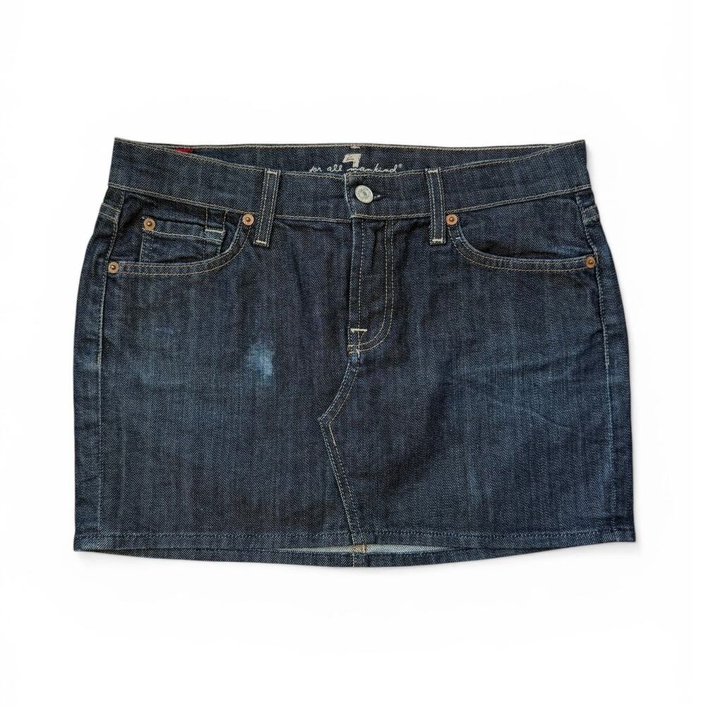 7 For All Mankind Y2K Roxy Denim Ultra Mini Skirt Dark Wash Women's Size 28 Blue